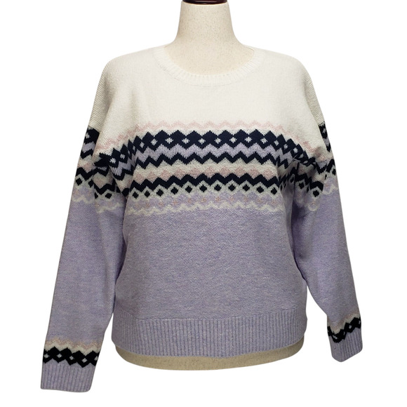 525 America Lavender Knit Sweater Womens Size L Pullover Stretch Relaxed Fit - Picture 1 of 11